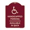Signmission Handicapped Parking Available in Back W/ Graphic Heavy-Gauge Aluminum Sign, 24" x 18", BU-1824-23911 A-DES-BU-1824-23911 - alternate 1